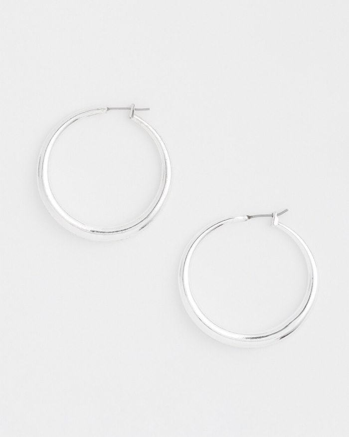 Women's Cassie Silver-Tone Circle Earrings - Silver - Click Image to Close