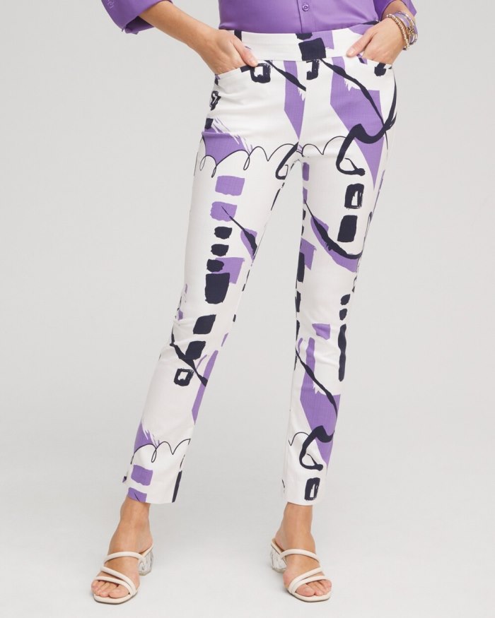 Women's Brigitte Abstract Ankle Pants - Parisian Purple - Click Image to Close