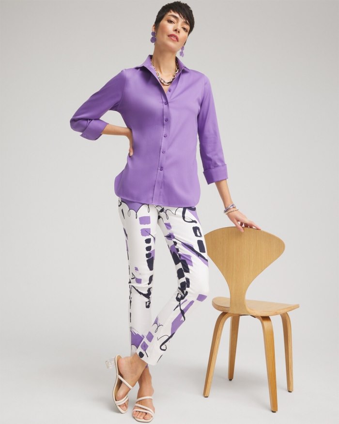 Women's Brigitte Abstract Ankle Pants - Parisian Purple