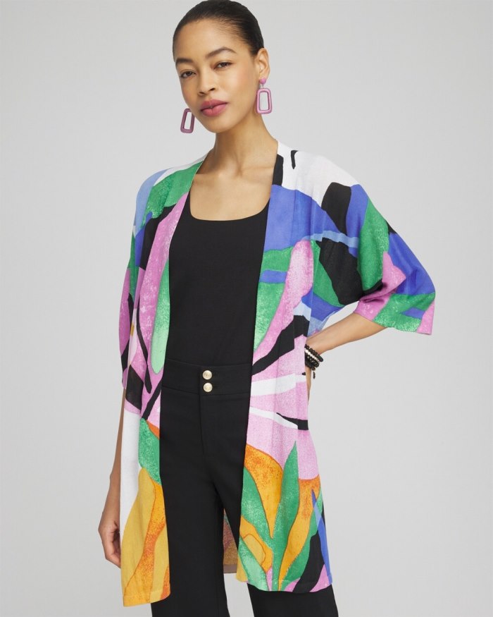 Women's Summer Romance Tropical Midi Cardigan - Purple Nightshade