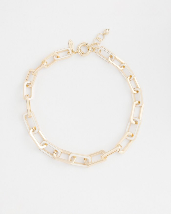 Women's Enamel Chain Necklace - White