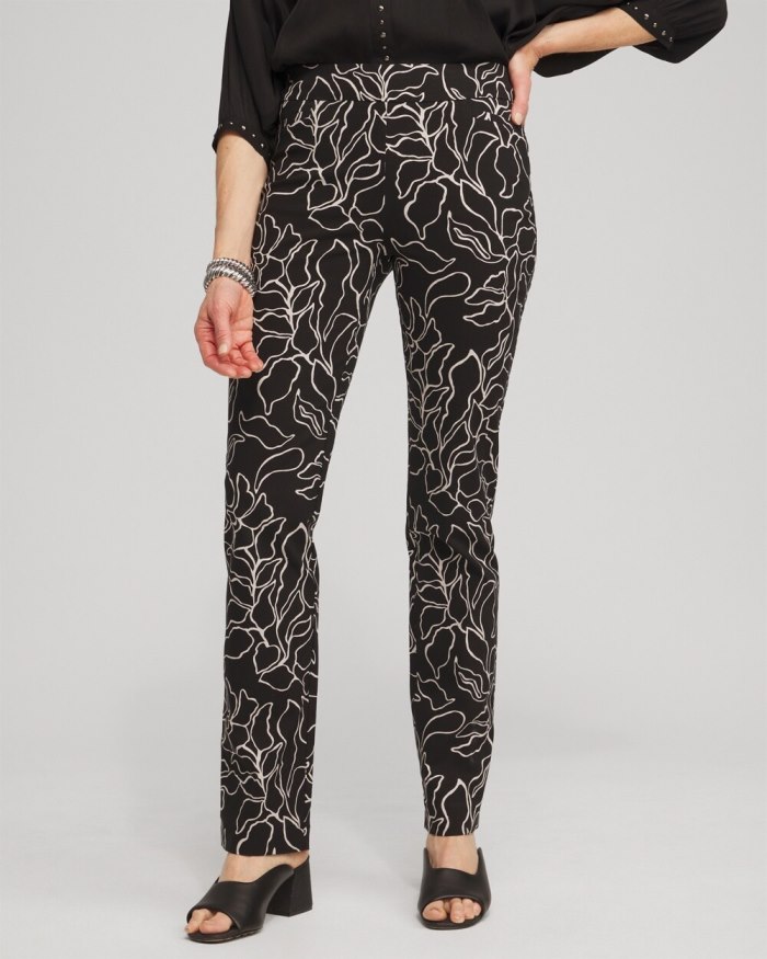 Women's Brigitte Floral Print Pants - Black/Smokey Taupe - Click Image to Close