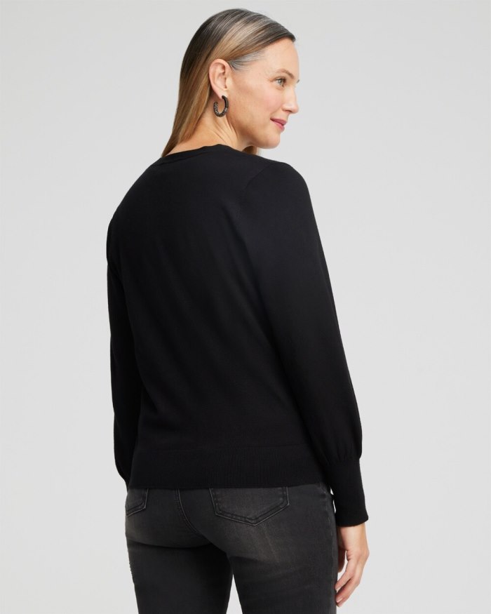 Women's Button Front Cardigan - Black