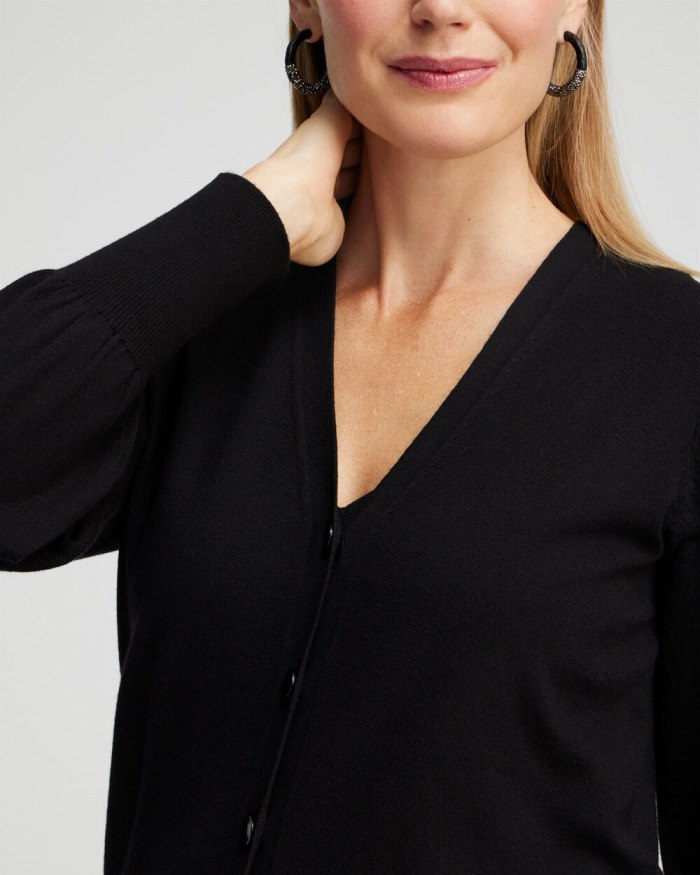 Women's Button Front Cardigan - Black