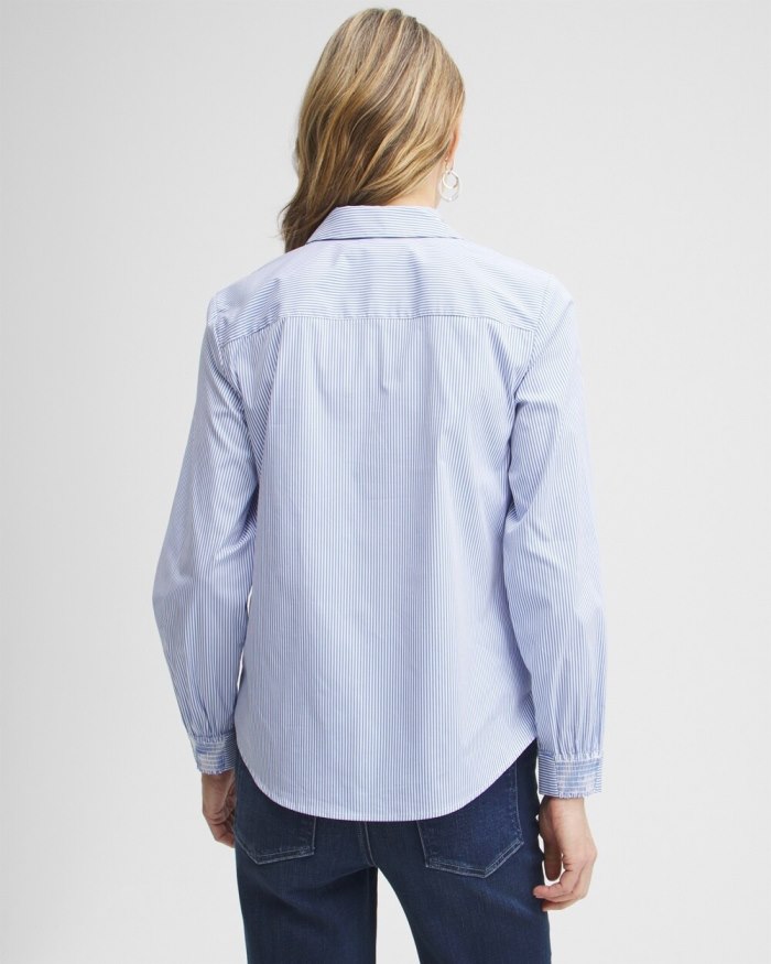 Women's Poplin Stripe Shirt - French Blue