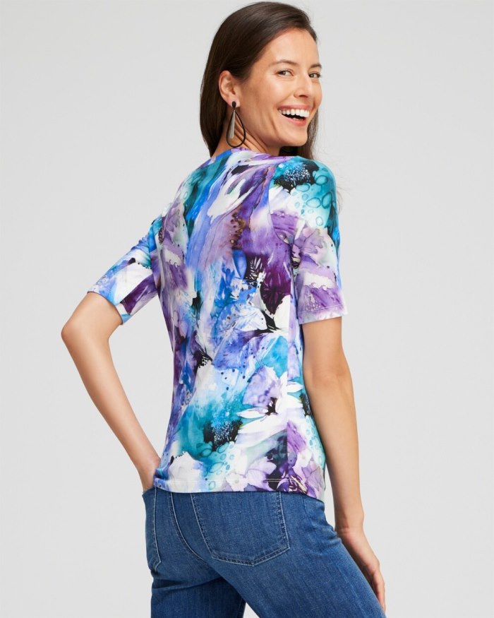 Women's Watercolor Perfect Elbow Tee - Moonlit Teal