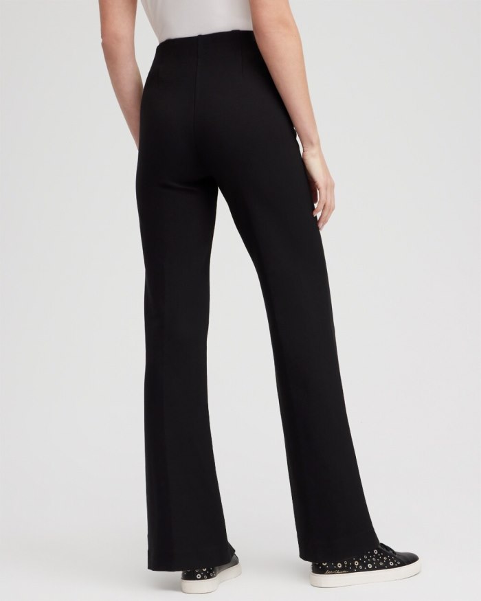 Women's Ponte Pintuck Wide Leg Pants - Black