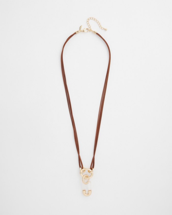 Women's Neutral Pendant Necklace - Brown