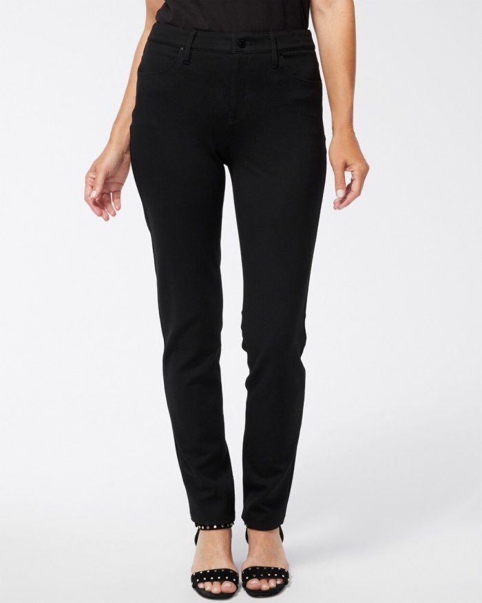 Women's Ponte 5-Pocket Slim Pants - Black - Click Image to Close