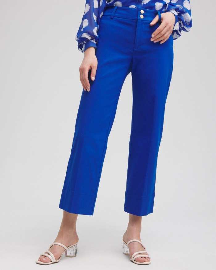 Women's Trapunto Wide Leg Cropped Pants - Intense Azure - Click Image to Close