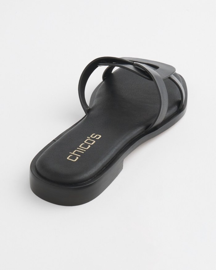 Women's Leather Slides - Black