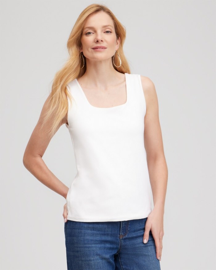 Women's Contour Cotton Square Neck Tank - Alabaster