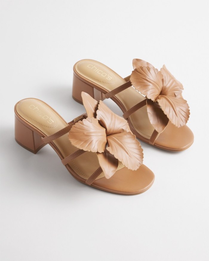 Women's Floral Heels - Tan