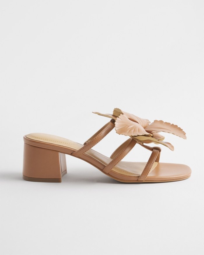 Women's Floral Heels - Tan