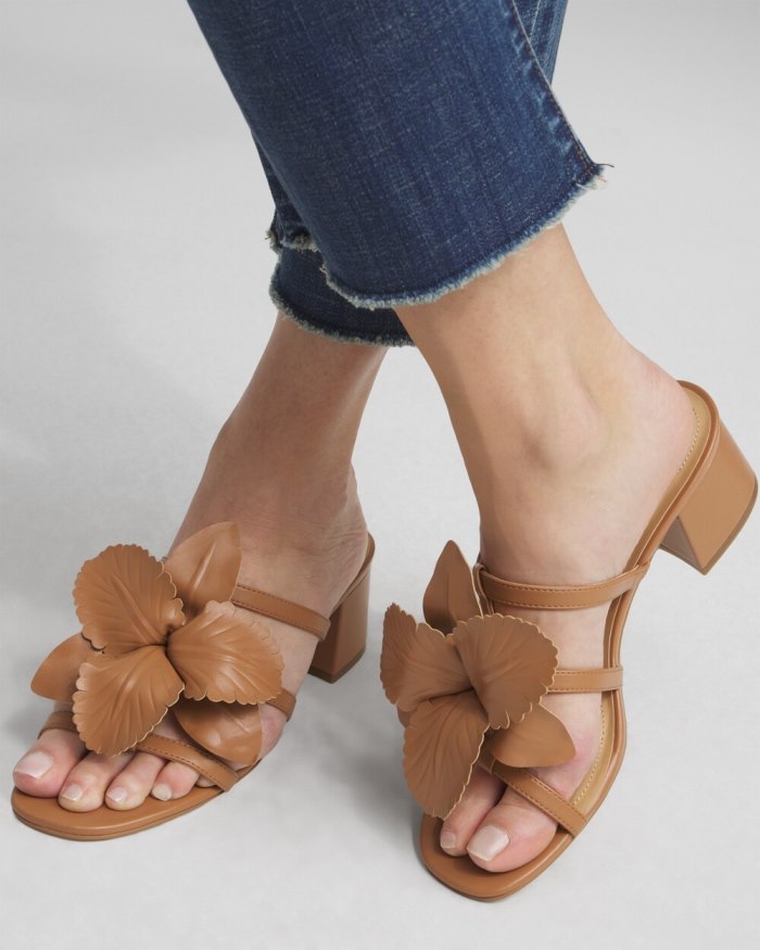 Women's Floral Heels - Tan