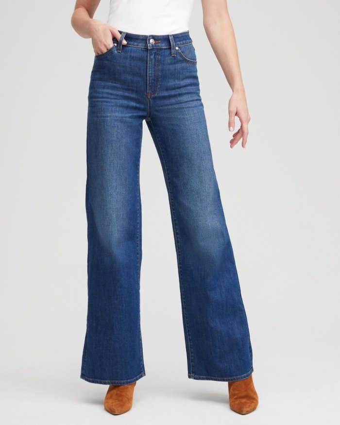 Women's High Rise Wide Leg Jeans - Violet Bloom Indigo