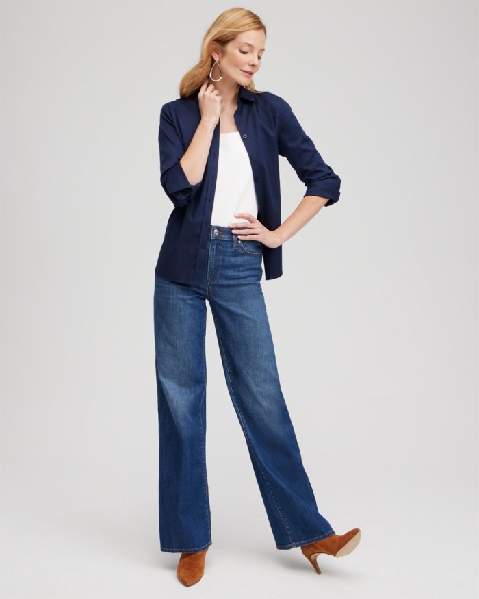 Women's High Rise Wide Leg Jeans - Violet Bloom Indigo