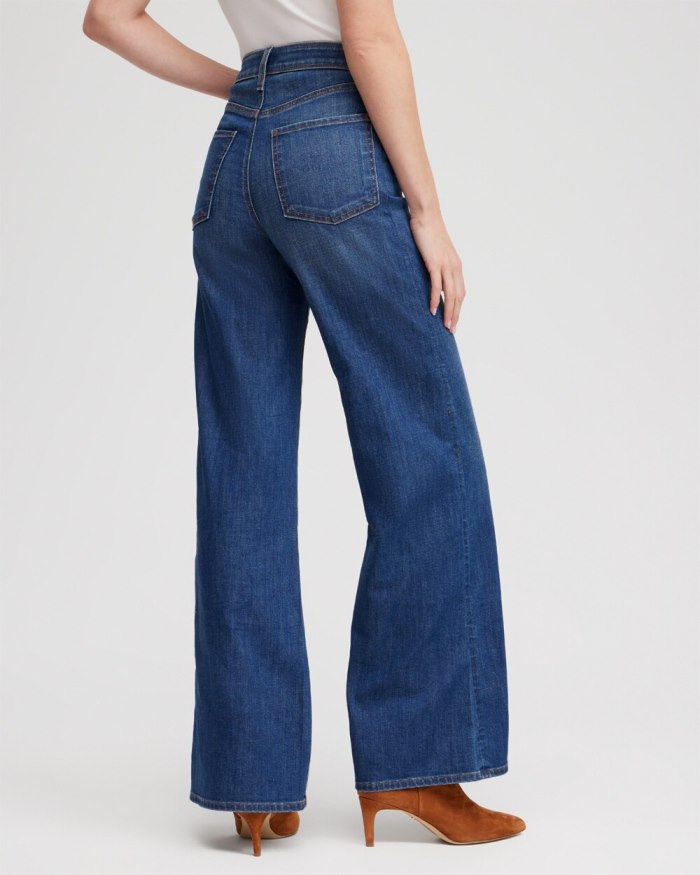 Women's High Rise Wide Leg Jeans - Violet Bloom Indigo