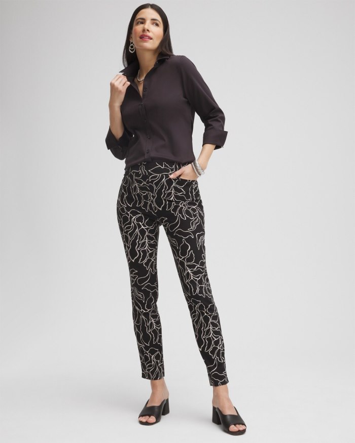 Women's Brigitte Floral Print Ankle Pants - Black/Smokey Taupe