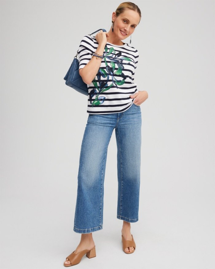 Women's Embellished Stripe Tee - Twisted Ivy