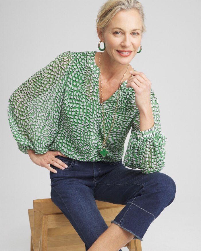 Women's Abstract Print Blouse - Verdant Green