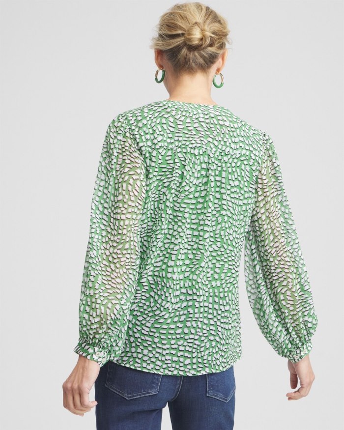 Women's Abstract Print Blouse - Verdant Green