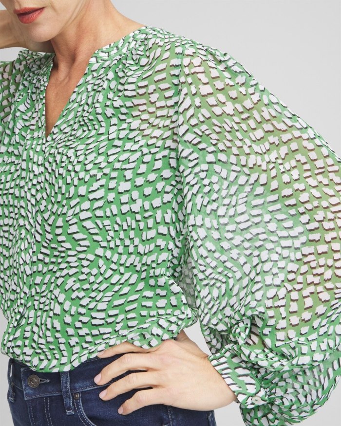 Women's Abstract Print Blouse - Verdant Green