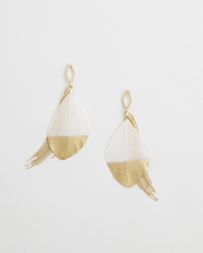 Women's No Droop White Fringe Earrings - Alabaster