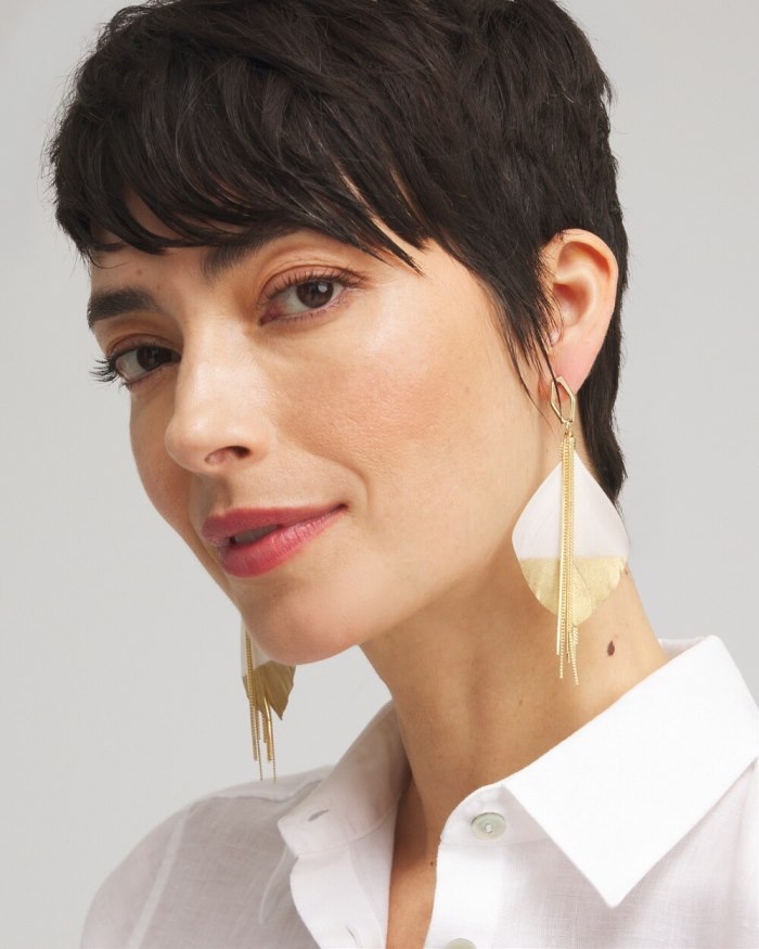 Women's No Droop White Fringe Earrings - Alabaster